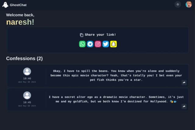 screenshot of "Ghost Chat